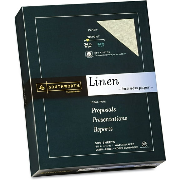 Southworth 564C 25% Cotton Linen Business Paper Ivory 24 lbs. 8-1/2 x 11 500/Box FSC