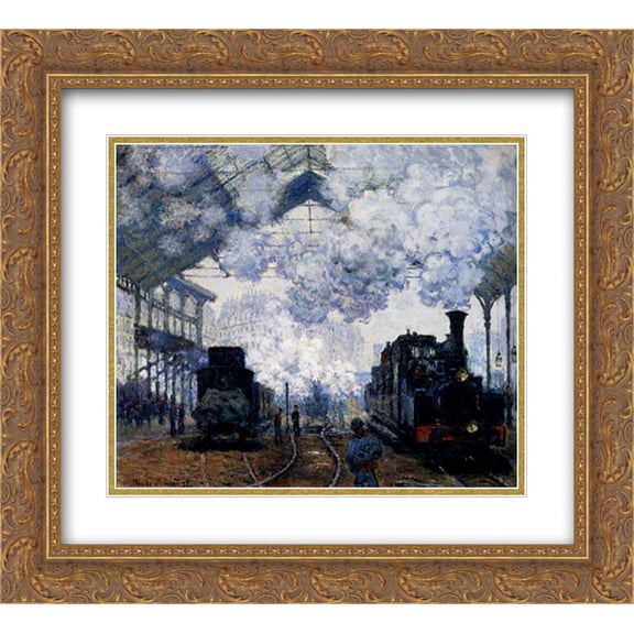Claude Monet 2x Matted 24x20 Gold Ornate Framed Art Print 'The Gare Saint-Lazare: Arrival Of A Train'