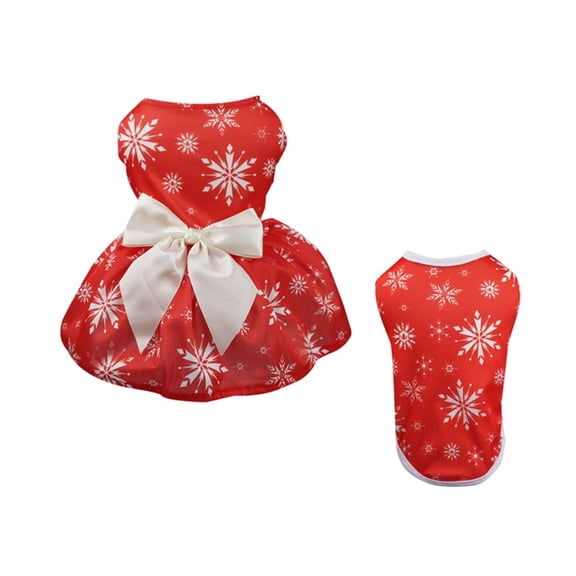 2Pcs Dog Christmas Dress   Vest Outfit Puppy Dresses for Girl Small Dogs