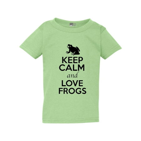 

Keep Calm And Love Frogs Toad Jump Animal Lover Funny Toddler Kids T-Shirt Tee