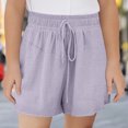 thumbnail image 2 of CYRBOKO Toddler Girls Athletic Shorts, Drawstring Summer Elastic Waist Sports Short Bottoms Purple Size 3-4 T, 2 of 8