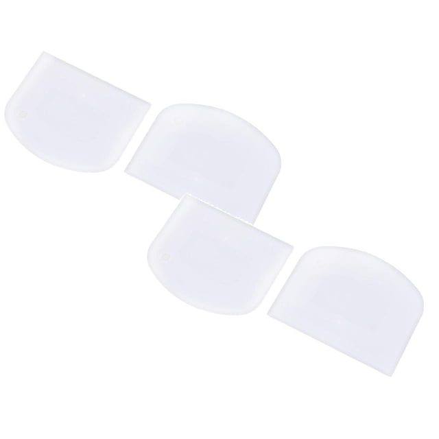 Oleegame 2PC Kitchen Utensils Set Plastic D Shaped Flour Bread Cake Dough Scraper Cutter Clear White 2pcs White