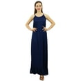 thumbnail image 4 of Bimba Women Rayon Night Gown Blue Full Length Long Maxi Spaghetti Strap Sleep Dress-26, 4 of 7