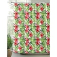 thumbnail image 3 of Tropical Leaves Waterproof Fabric Shower Curtain, Summer Green Pink Flower Floral Shower Curtain for Bathroom Curtains Bathtubs Hotel Washable Shower Curtains with 12 Hooks Standard 72x72, 3 of 6