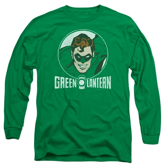 DC Comics Lantern Circle-Long Sleeve Adult 18/1-Kelly Green