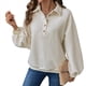 thumbnail image 2 of Suéter Informal de Otoño con Botones para Mujer, Suéteres Extragrandes, Larga, Cuello en V, Tejido Texturizado Crema L, 2 of 10