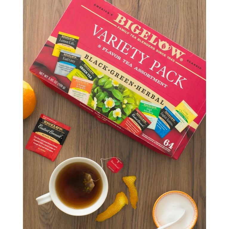 Bigelow Assorted Flavor Herbal Tea, Black Tea, Green Tea Bag - 128 / Bundle