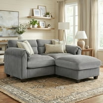 Bonzy Home Modern Loveseat with Ottoman Modular Sectional Sofa Couches for Living Room Entertaining Guests or Relaxing Alone for Small Spaces Apartment Gray