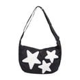 thumbnail image 2 of Bolso bandolera para mujer, bolso de hombro informal con patrón de estrella para ir al trabajo al aire libre Negro, 2 of 8