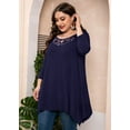 thumbnail image 5 of SHOWMALL Plus Size Tops for Women 3/4 Sleeve Navy Blue 4X Swing Tunic Lace Maternity Crewneck Blouse Loose T Shirt&nbsp; for Leggings, 5 of 6