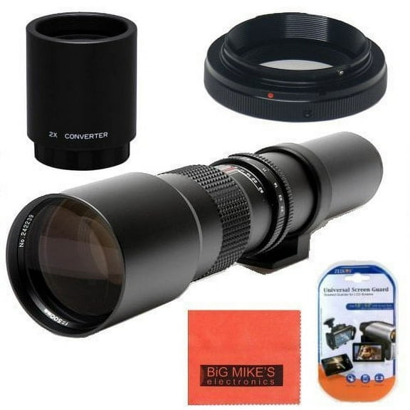 Vivitar High Power 500mm/1000mm f/8 Manual Telephoto Lens & T-Mount for Canon EF