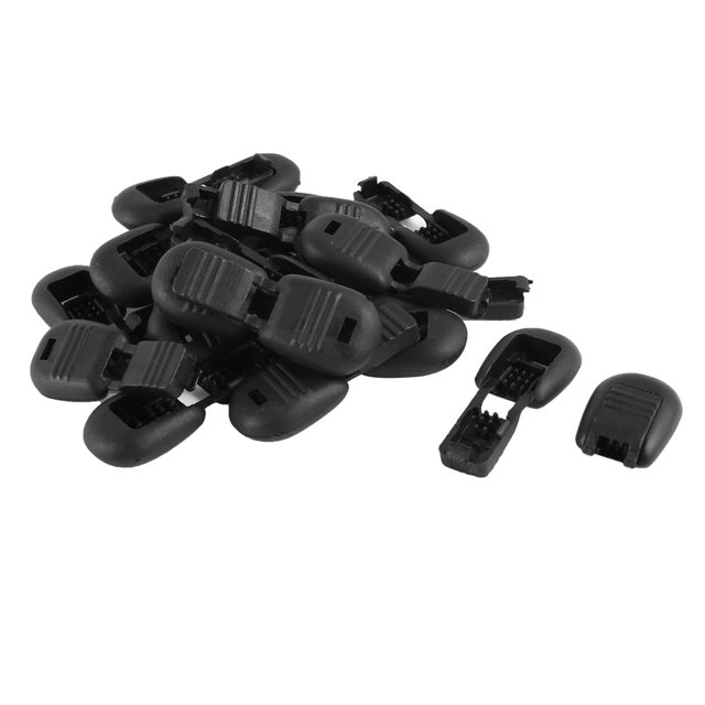 Unique Bargains 20pcs 5.2mmx4.7mm Zipper Pulls Black Plastic Lock Cordlocks Ends