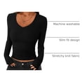 thumbnail image 4 of Crop Top PRETTYGARDEN Mujer Manga Larga Cuello en V Ajustado Negro, 4 of 9