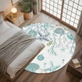 thumbnail image 3 of Turquoise Coastal 4ft Round Rug, Summer Beach Coral Shell Starfish Ocean Non-Skid Rubber Backing Large Area Rugs - Living Room Bedroom Home Office, Indoor Floor Mat Carpets Washable Rug, 3 of 9