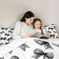 thumbnail image 4 of jejeloiu Kawaii Bowknot Bow 7 Pieces Bedding Comforter Set,Chic Ribbon Bowtie Full Bedding Set,White Black Fitted Sheet Flat Sheet For Girl Breathable Home Decor Reversible, 4 of 8