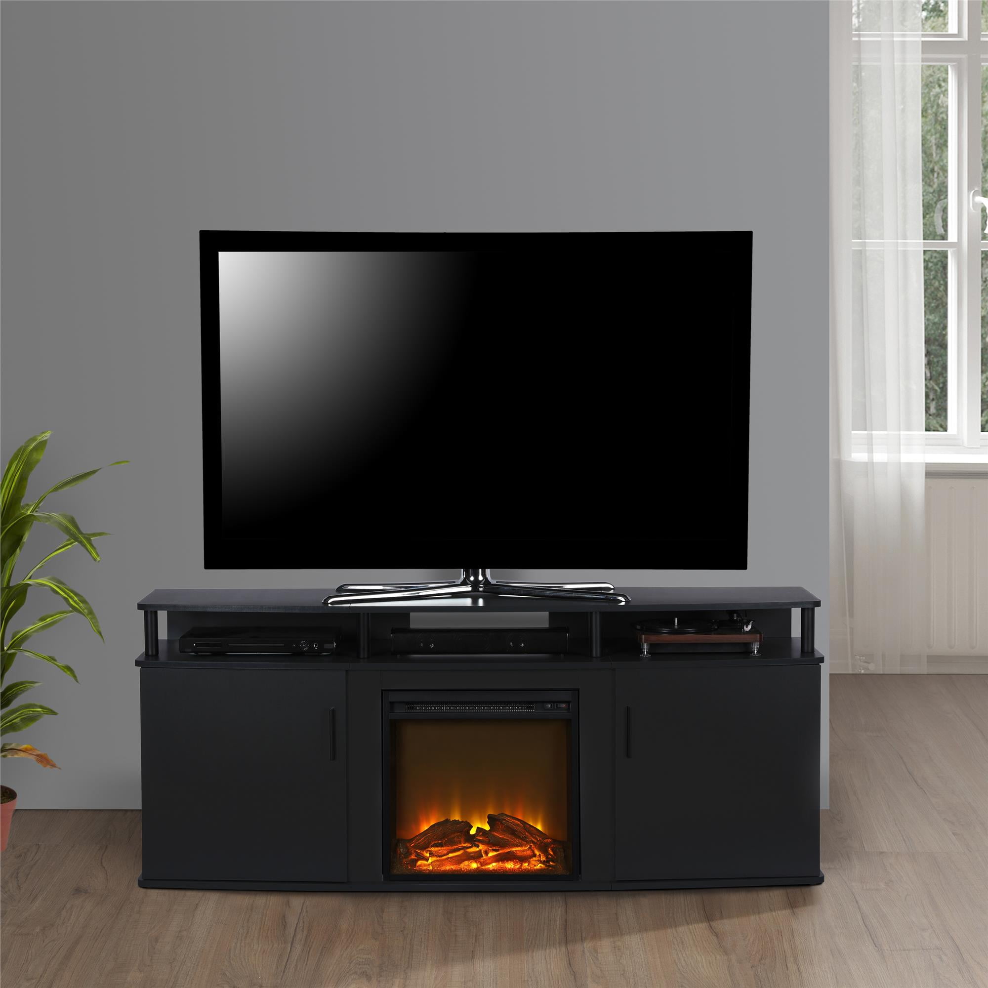 Ameriwood Home Carson Electric Fireplace Tv Console For Tvs Up To 70 Ameriwood Home Carson Electric Fireplace Tv Console For Tvs Up To 70 Cherry Black Com