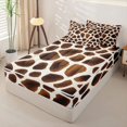 thumbnail image 2 of Castle Fairy Teens Animal Giraffe Print Zipper Queen Comforter Set with Fitted Sheet and 2 Pillowcases,Gradient Wildlife Spot Zipper Bedding Set,Dark Coffee Cream,Black Reversible,4 Pieces, 2 of 6
