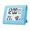 thumbnail image 4 of Reloj despertador digital higrómetro de mesa con luz nocturna, reloj multifuncional doméstico. Azul, 4 of 9