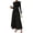 Black, variant on TIHLMK Women's Long Sleeve Crew Neck Bodycon Dresseses Shirred Waist with Pleated Maxi Skirt