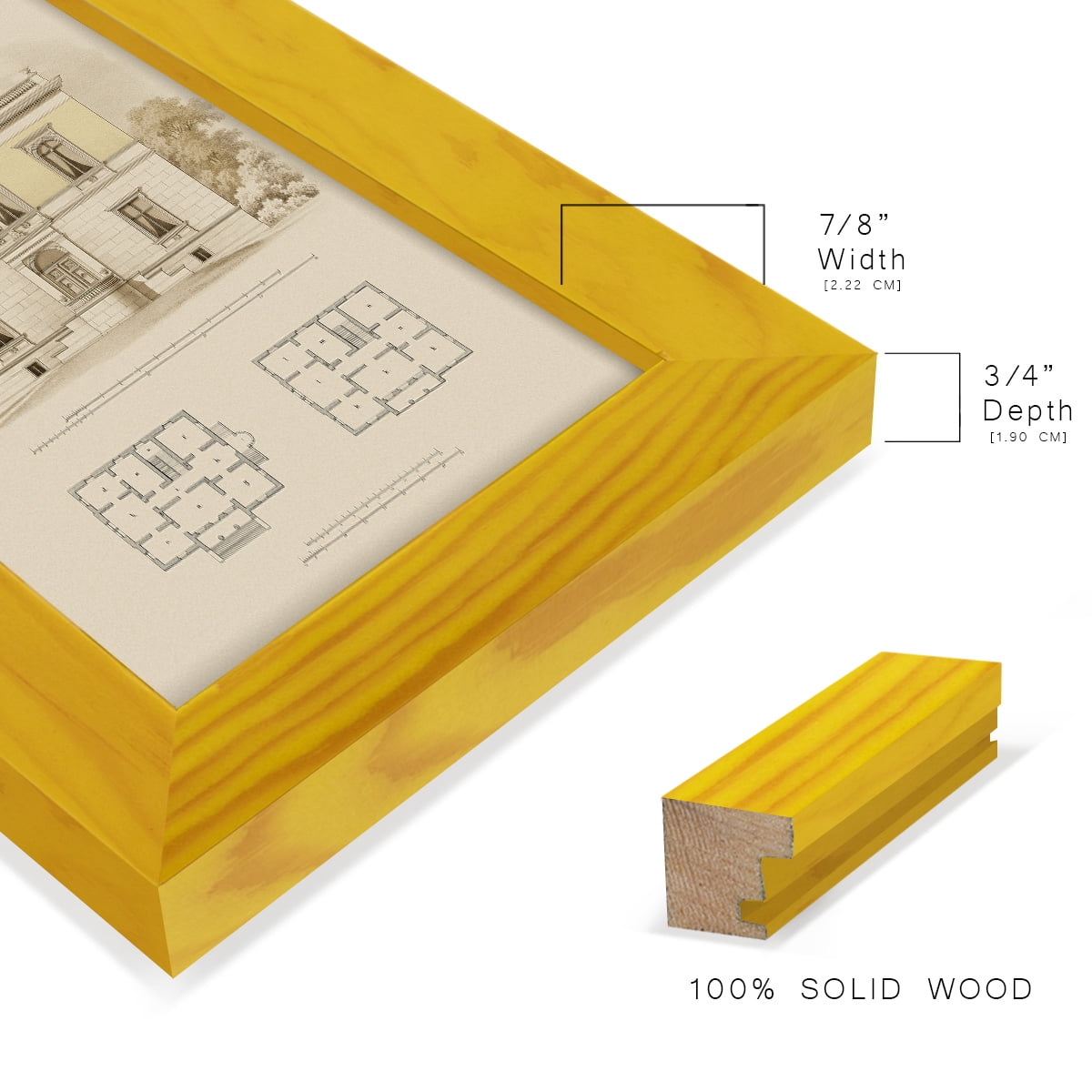 Estate and Plan V -Framed Print w/glass-Sunflower Yellow