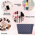thumbnail image 4 of Polka Dot Navy Pattern Travel Handbag Leather Purse Organizer Tidy Bag Purse Toiletry Clutch For Women, 4 of 7