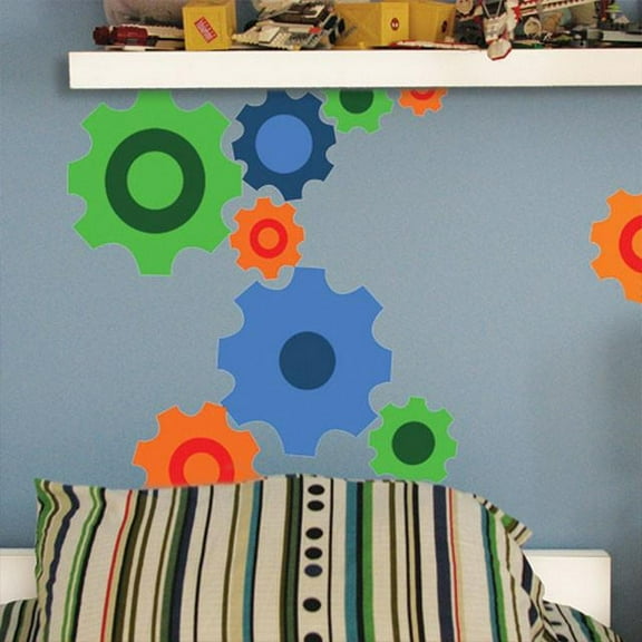 Fun Gears Wall Decal Stickers 6 Awesome Colors Perfect For Boys Or Girls Wall Decor