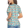 thumbnail image 3 of Honeii Cute Corgi Head Print Women's Classic V-Neck T-Shirt,Womens Fashion Tops,Stylish Everyday Top for Women, Casual Summer Spring Outfits Clothes-XX-Large, 3 of 5
