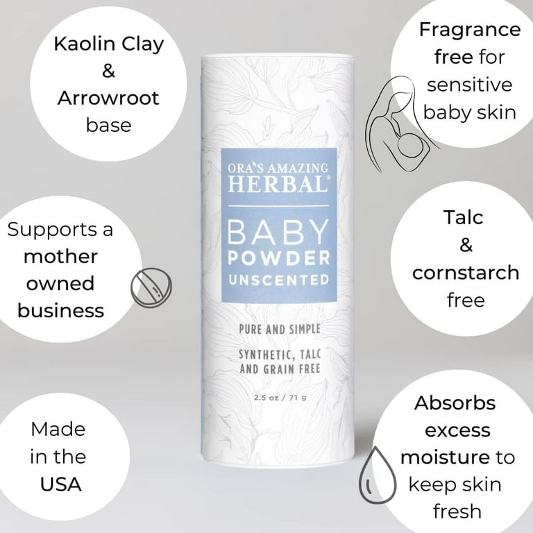 Ora's Amazing Herbal Baby Powder, Unscented, Moisture Absorbing