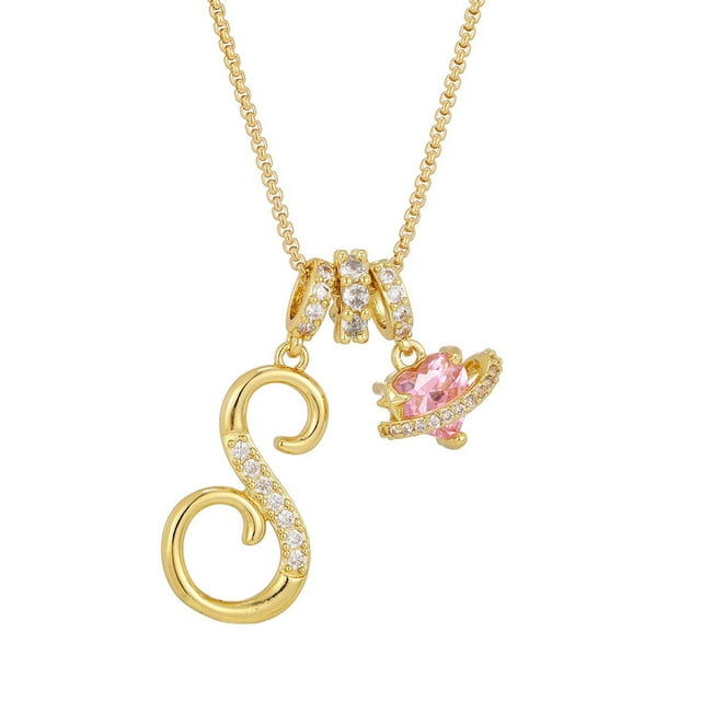 EGNMCR Collier Pendentif Lettre Initiale en Or à 3 Couches un Collier