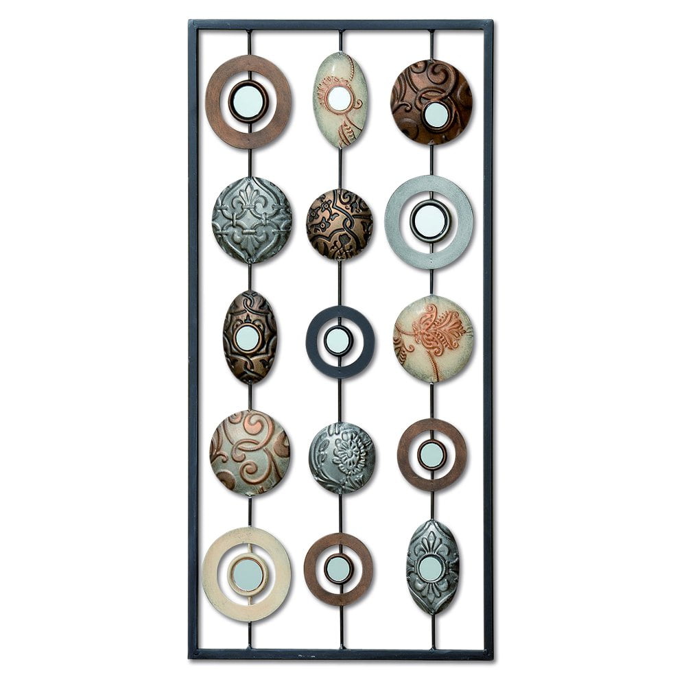 Modernist Wall Art, Abstract Floating Patterned Shapes, Rectangle Frame