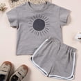 thumbnail image 5 of TOWED22 Toddler Baby Girl Outfits Short Sleeve Bow Embroidery T-shirt Ruffle Stripe Shorts Summer Clothes 6M-4T Grey,4-5 Y, 5 of 9
