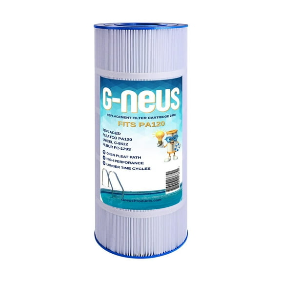 G-NEUS Pool & Spa Filter | Replaces PA120, Hayward Star Clear Plus C1200 / CX1200RE, Unicel C-8412, Filbur FC-1293, AK-7005 | 120 Sq Ft Coverage | High Performance Replacement Cartridge, 1 Pack