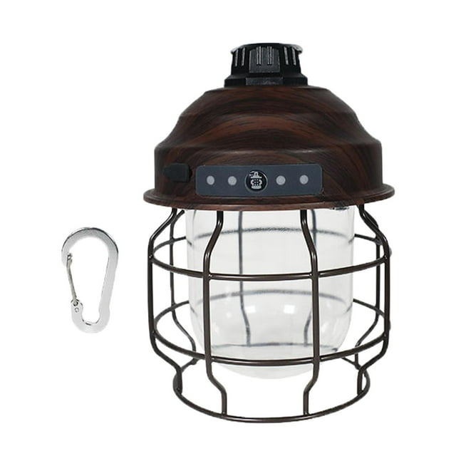 Linterna de camping LED Zulema luz de camping vintage recargable estilo retro regulable Grano de madera