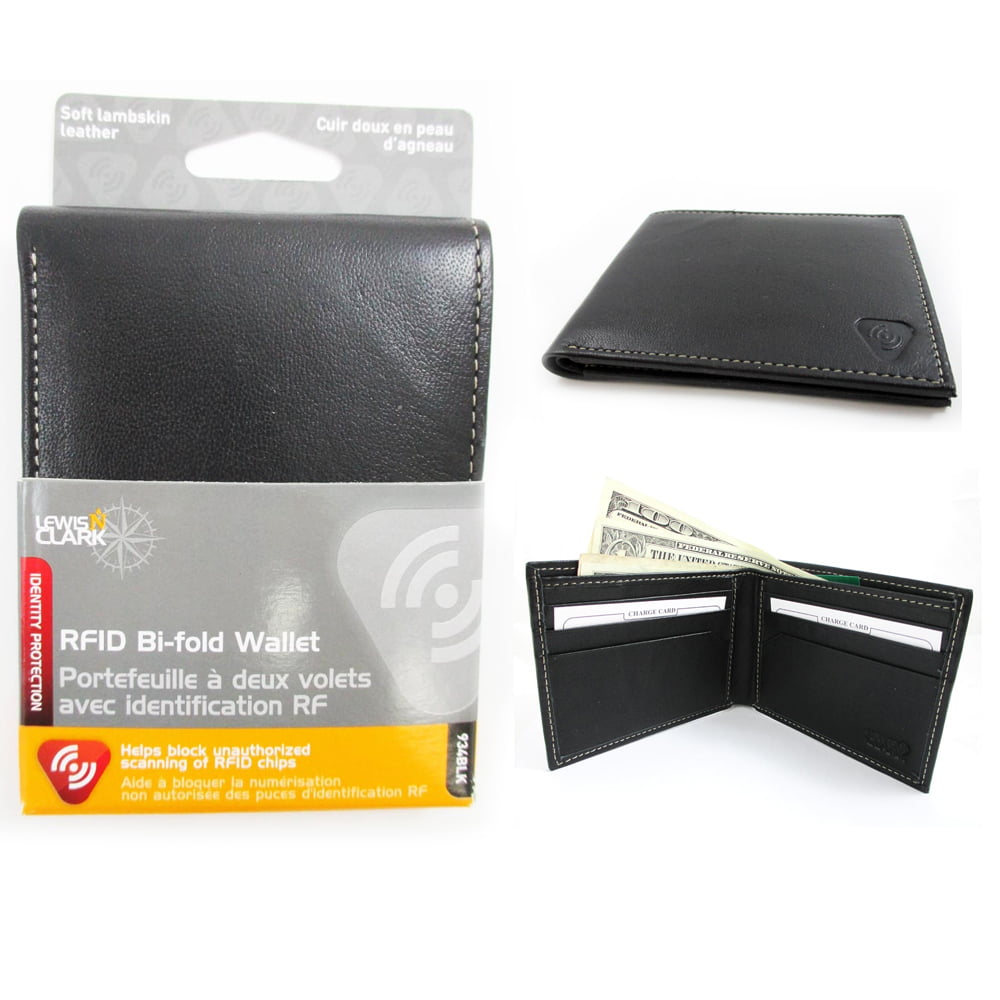 Mens Bifold Genuine Leather RFID Blocking Black Credit Card/ID Security Wallet 