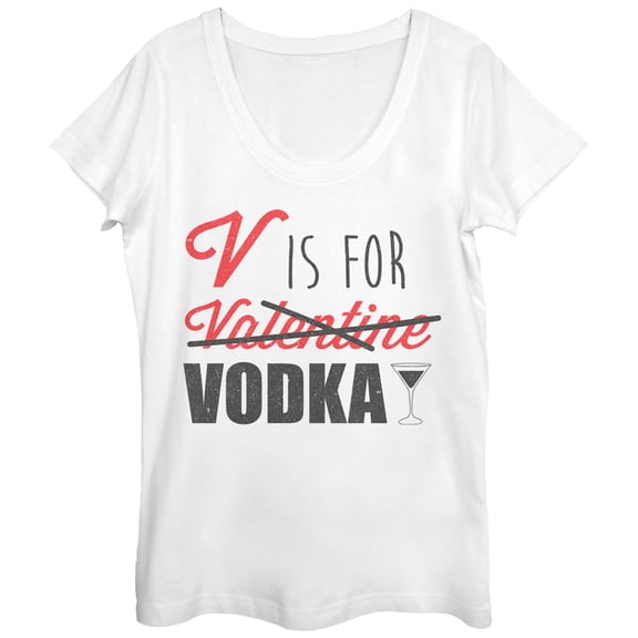 Women's Lost Gods Valentine V is For Vodka  Scoop Neck White X Large