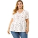 thumbnail image 4 of Women's Plus Size V Neck Ruffle Hem Short Sleeve Cinched Waist Floral Peplum Top White 4X, 4 of 7
