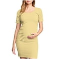 thumbnail image 1 of yoeyez Robe de Maternité pour Séance Photo Dames à Manches Courtes Col Rond Robe d'Été Unie Allaitement Robe d'Allaitement de Maternité Froncée Midi Ajustée Robes pour Femmes 2025 Jaune,m, 1 of 7