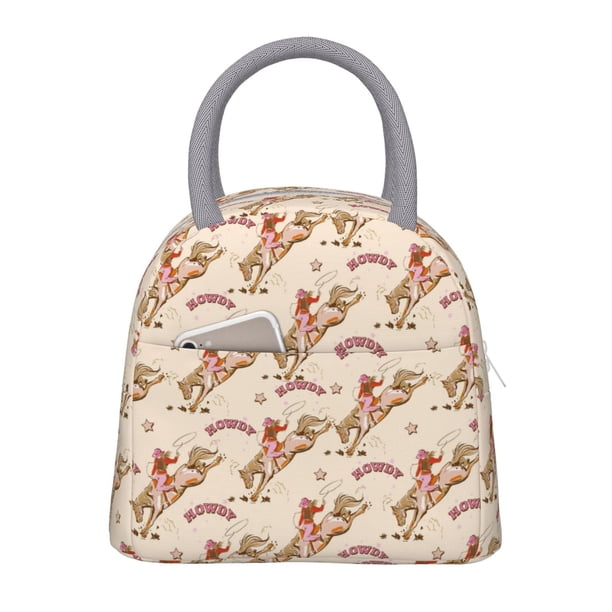 Balery Howdy Cowgirl Bolsa de Almuerzo para Mujeres, Caja de Almuerzo, Bolsa de Almuerzo Pequeña Impermeable, Tote de Almuerzo Reutilizable con Gran Capacidad