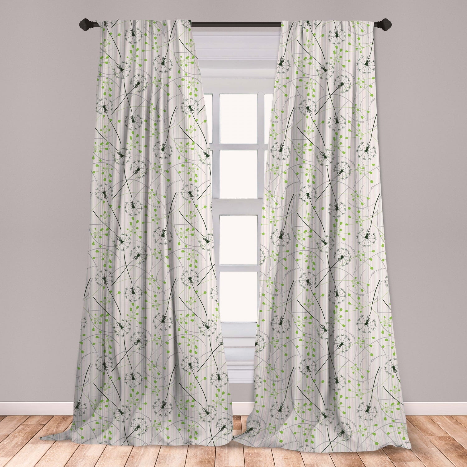 Dandelion Curtains 2 Panels Set, Blowball Flower Pattern with Retro ...