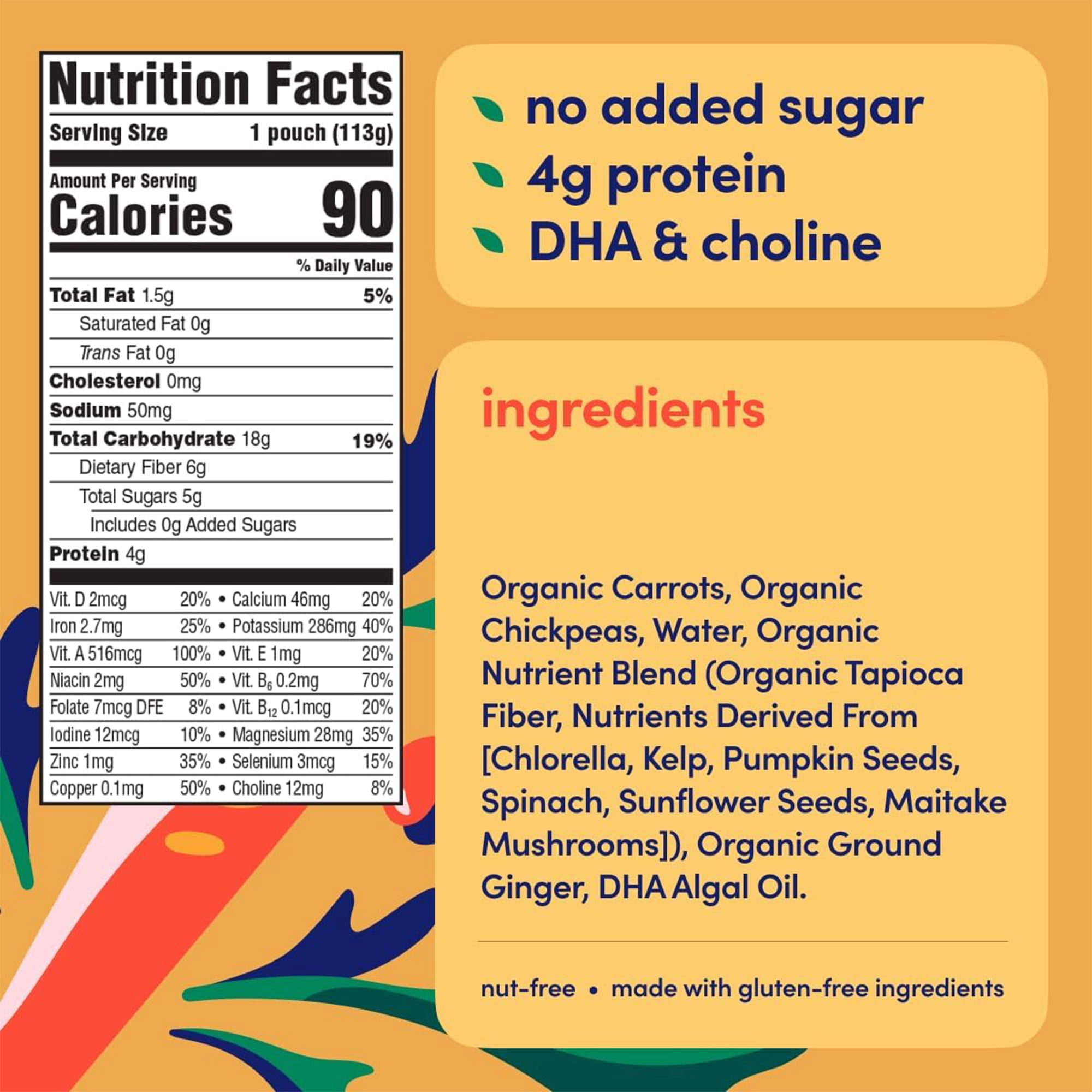 Cerebelly Organic Baby Food Pouches Variety Pack, Veggie & Bean Purees, 16 Nutrients, No Added Sugar, Fiber & Non-GMO, 4oz, 8 Pack