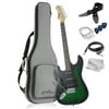 Ashthorpe Left-Handed 39-Inch Electric Guitar with S-S-S Pickups and Tremolo Bar - Green/Black