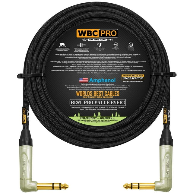 Cable Balanced WBC-PRO Star-Quad Negro Ultra Silencioso Ultra Flexible con Conectores TRS Estéreo de