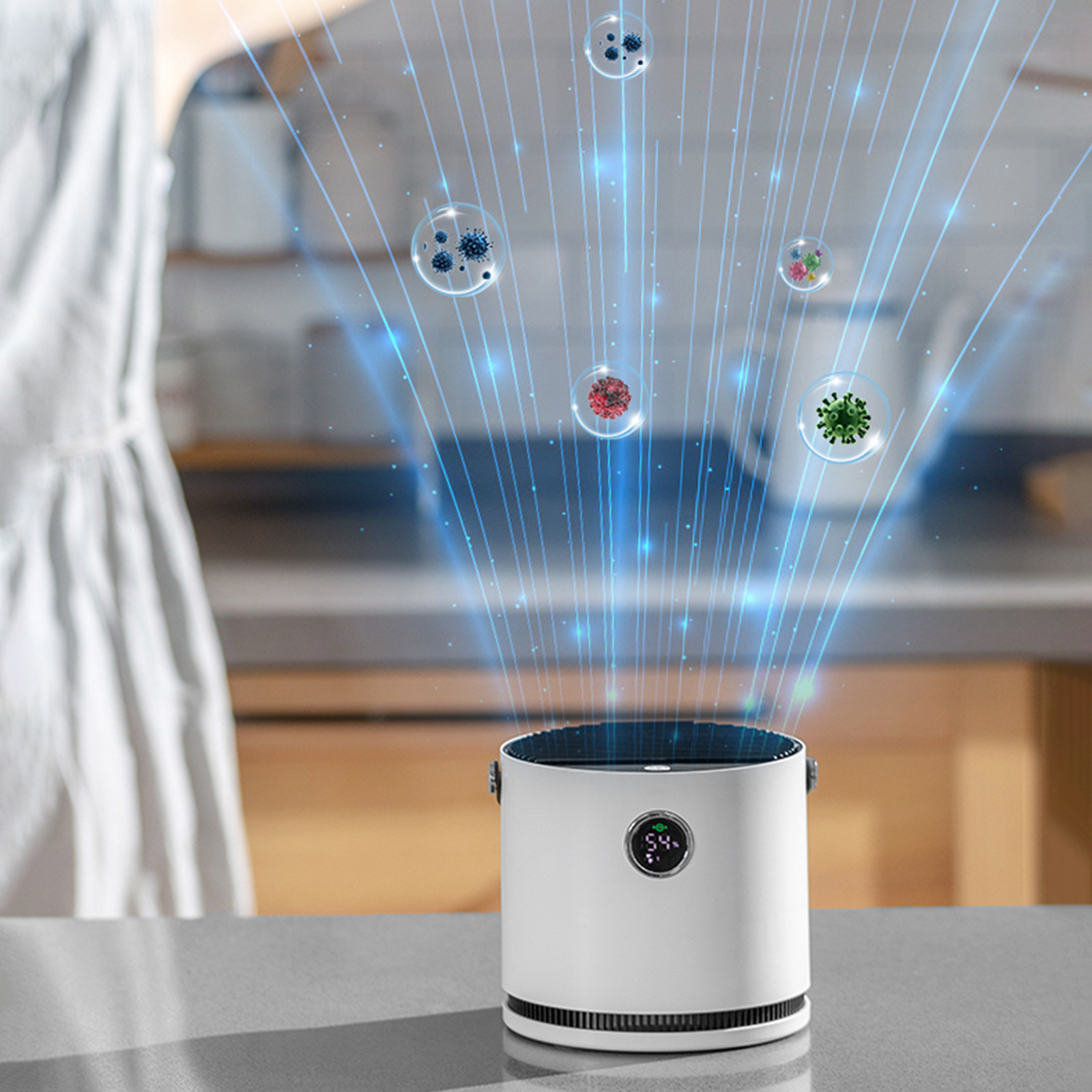 BCZHQQ Portable USB Air Purifier for Home & Bedroom - 5.6x5.6x5.1 - White - 3W - 3000mAh - Silent Operation - 3 Fan Modes - Includes Filter & Cord