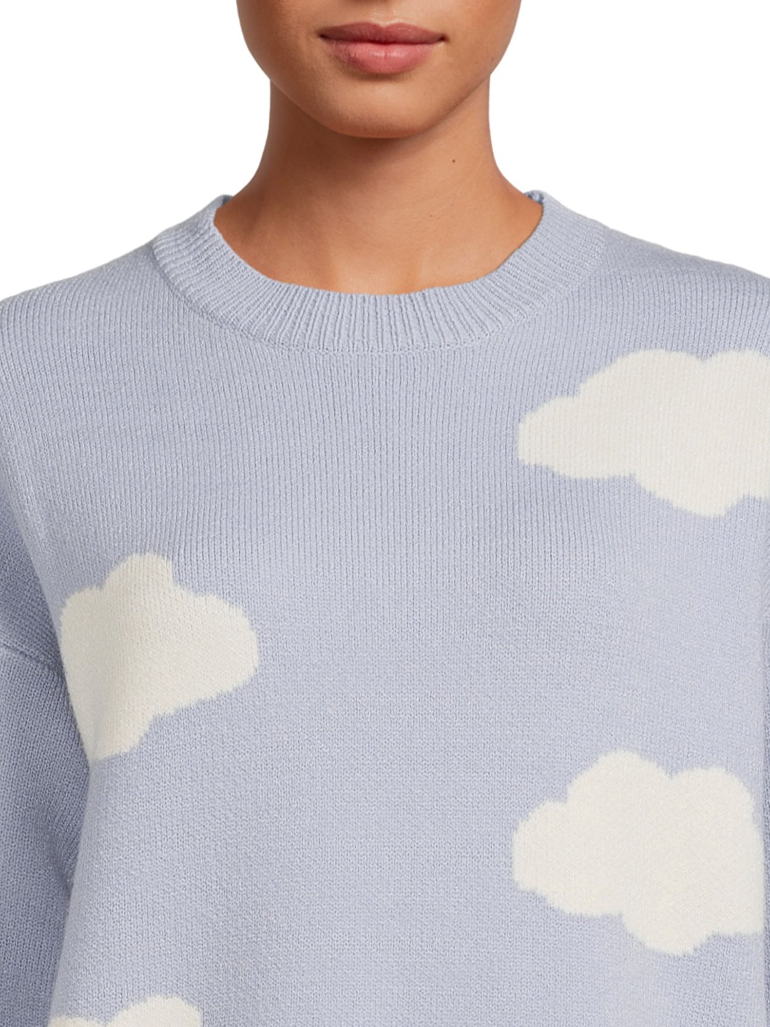 Dreamers by Debut Womens Print Pullover Long Sleeve Sweater