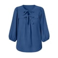 thumbnail image 6 of CYMMPU Women's Summer Basic 3/4 Sleeve Crew Neck Blouse Top, Casual Lightweight Long Sleeve Top for Ladies Blue M, 6 of 6