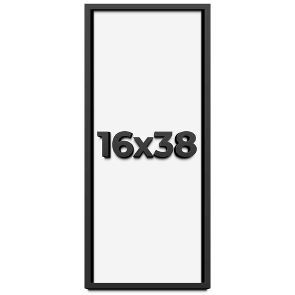 16x38 Shadow Box Frame Black | 1 inches Deep Real Wood Contemporary Shadowbox Display Frame | UV