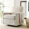 thumbnail image 2 of Armchair Accent Swivel Chair, Fabric, Beige, Modern Contemporary Urban Design, Living Lounge Room Hotel Lobby Hospitality, 2 of 7