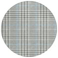 thumbnail image 2 of HomeRoots 601484 8 ft. Gray, Blue & Beige Round Plaid Washable Indoor & Outdoor Area Rug, 2 of 5