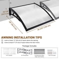 thumbnail image 3 of Yescom 2PCS 40"x40" Door Window Awning Whole One-piece Polycarbonate UV30+ Outdoor Rain Snow Protection White Board, 3 of 9