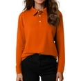 thumbnail image 2 of LTTVQM Saffron Girls Uniform Tops Long Sleeve Top Casual Button Down Uniform Shirts 2025 New with Collar Golf Polo Shirts Lightweight Blouse Saffron 3-4 Years, 2 of 6
